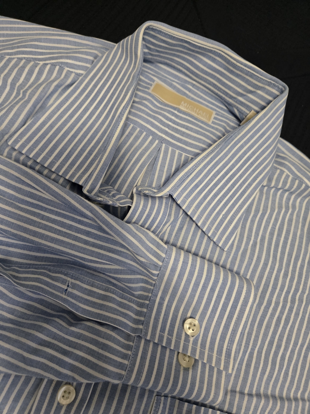 Michael Kors Light Blue and White Striped Button-Down Shirt